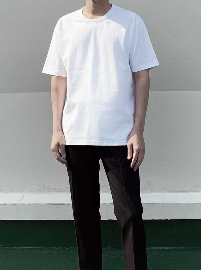 [블랙라벨] 세미오버핏 와이드 크루넥 티셔츠